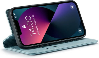 Apple iPhone 13 Mini Hülle - Aqua Blue - Schlanke Klapphülle mit Kartenfach