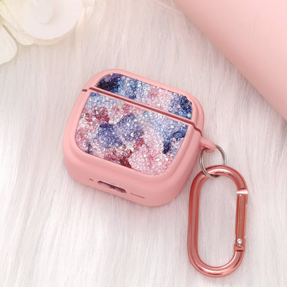Apple AirPods 4 Hoesje - Diamant Marmer Glitter met Ring - Roze