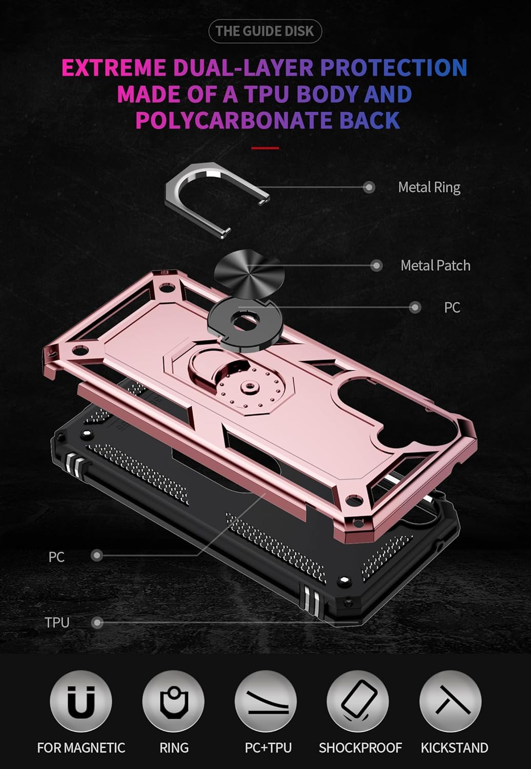 Samsung Galaxy A55 Hülle - Roségold - Armor-Ständer-Backcover