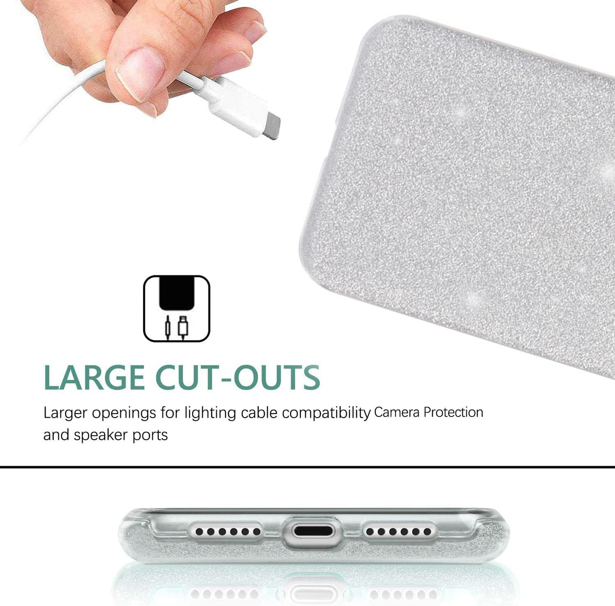 Samsung Galaxy S24 Hoesje - Zilver - Glitter Back Cover