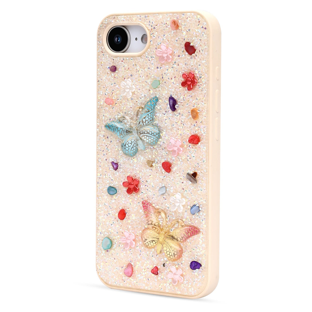 Apple iPhone 16e Case - Gold - Butterfly Diamond Glitter Back Cover