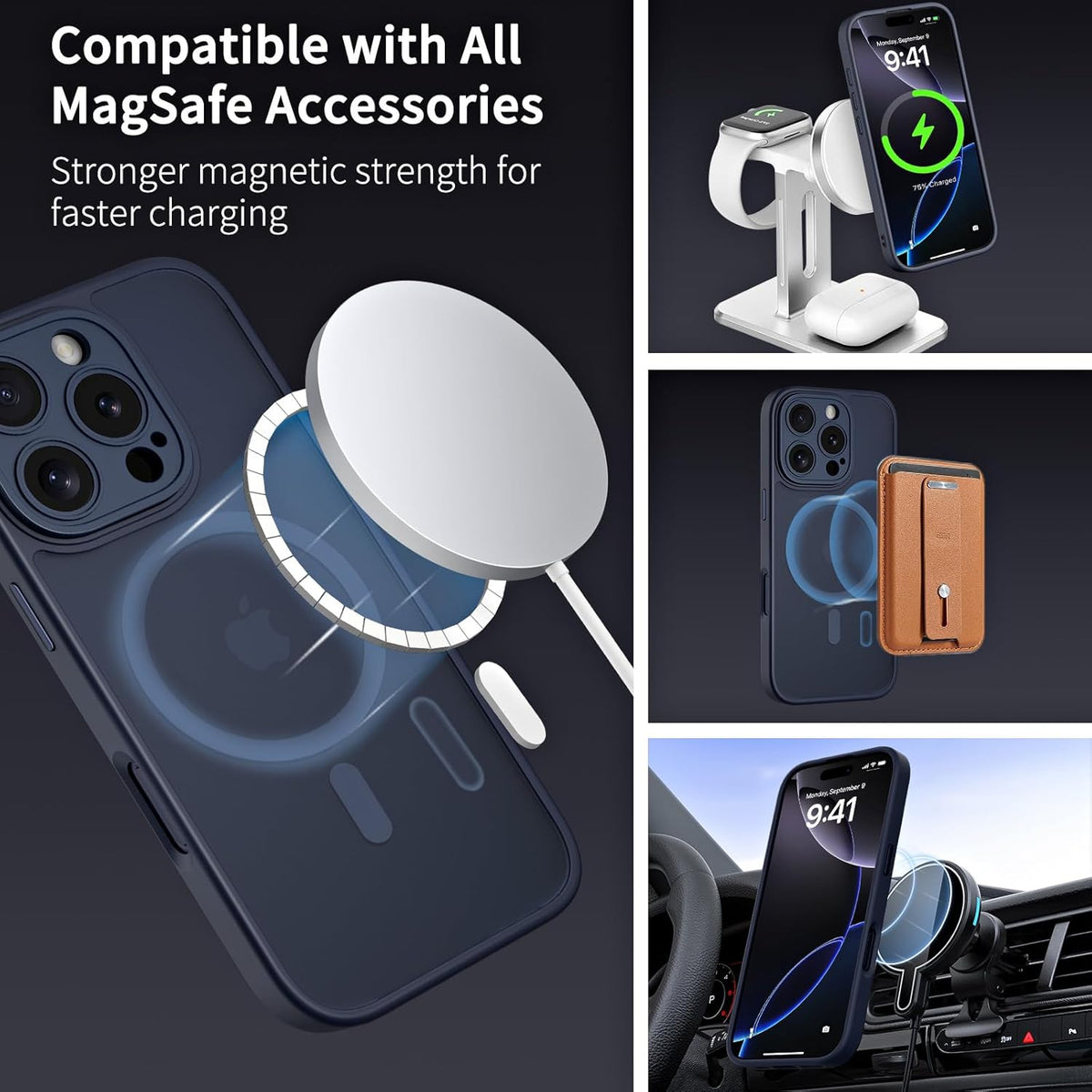 Coque Apple iPhone 16 Pro Max - Bleu Foncé - Housse Arrière Matte Armor MagSafe