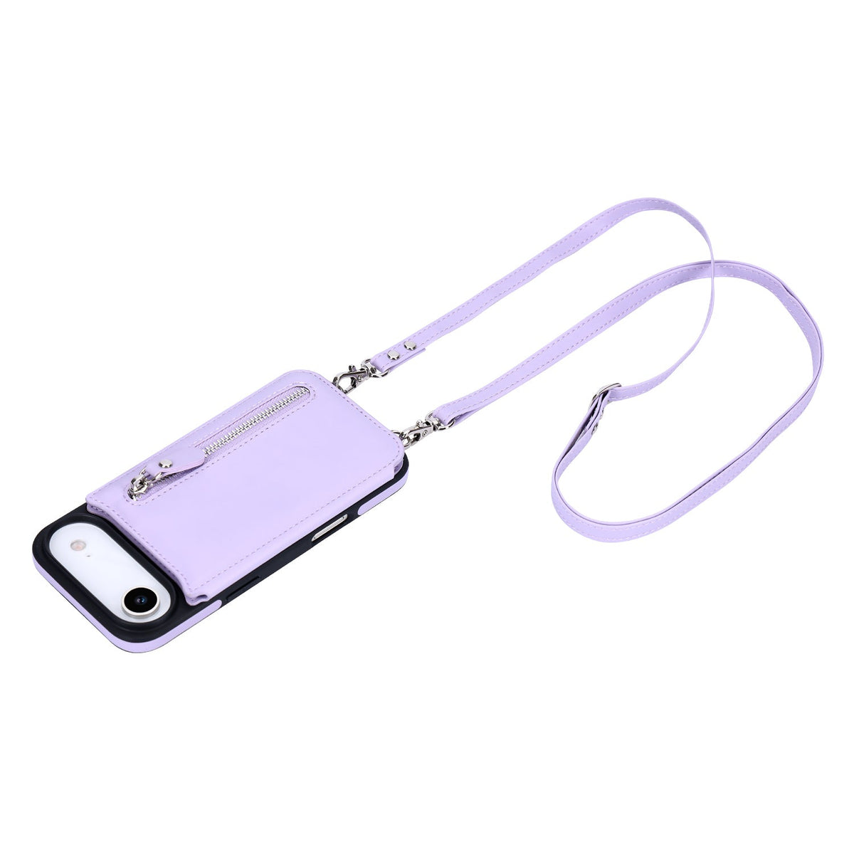 Apple iPhone Air Hoesje - Paars - Luxe Back Cover met Telefoonkoord en Rits