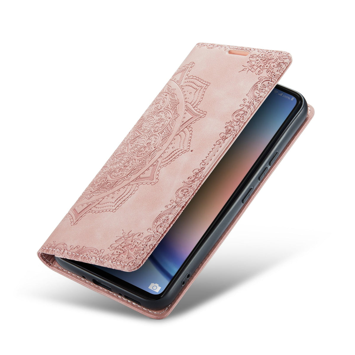 Samsung Galaxy A14 4G Hoesje - Pale Pink - Mandala Dunne Bookcase