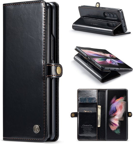 Samsung Galaxy Z Fold 4 Hoesje - Rustiek Charcoal Gray - Bookcase