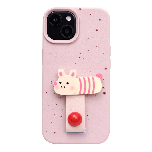 Apple iPhone 13 Hülle - Rosa - Häschen Silikon Backcover mit Fingerhalter