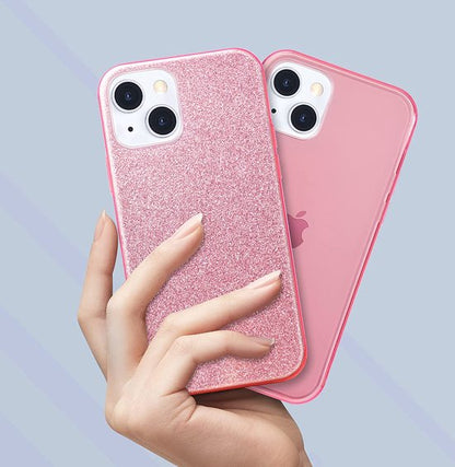 iPhone 13 Mini Hoesje - Roze - Glitter Back Cover