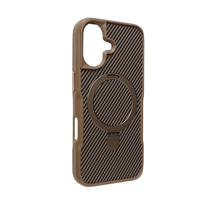 Apple iPhone 16 Hoesje - Goud - Carbon MagSafe Back Cover