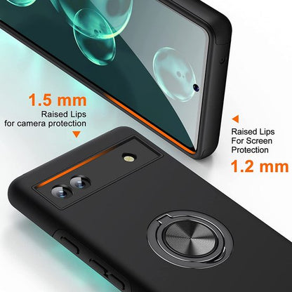 Google Pixel 6a Hoesje - Zwart - Ring Kickstand Back Cover
