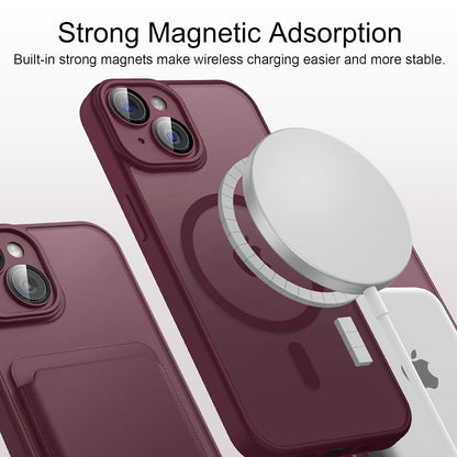 Apple iPhone 14 Case - Bordeaux Red - Matte Armour MagSafe Back Cover with Camera Protection
