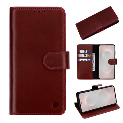 Samsung Galaxy S26 Hoesje - Burgundy Red - Echt Leren 2 in 1 MagSafe Bookcase