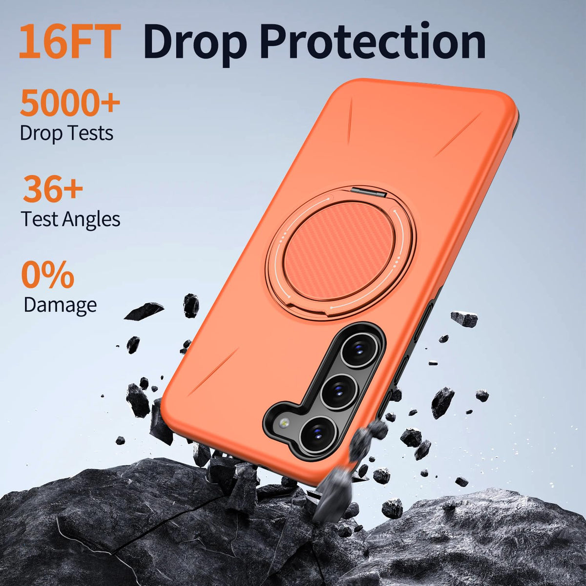 Samsung Galaxy S26 Plus Hoesje - Oranje - Siliconen Ring Kickstand Back Cover