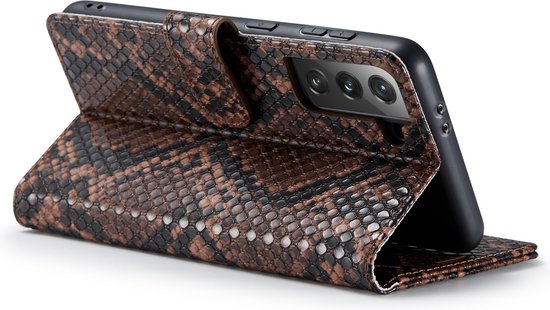 Samsung Galaxy S21 Case - Brown - Luxury Snake Flip Case