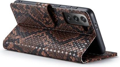 Samsung Galaxy S21 Case - Brown - Luxury Snake Flip Case
