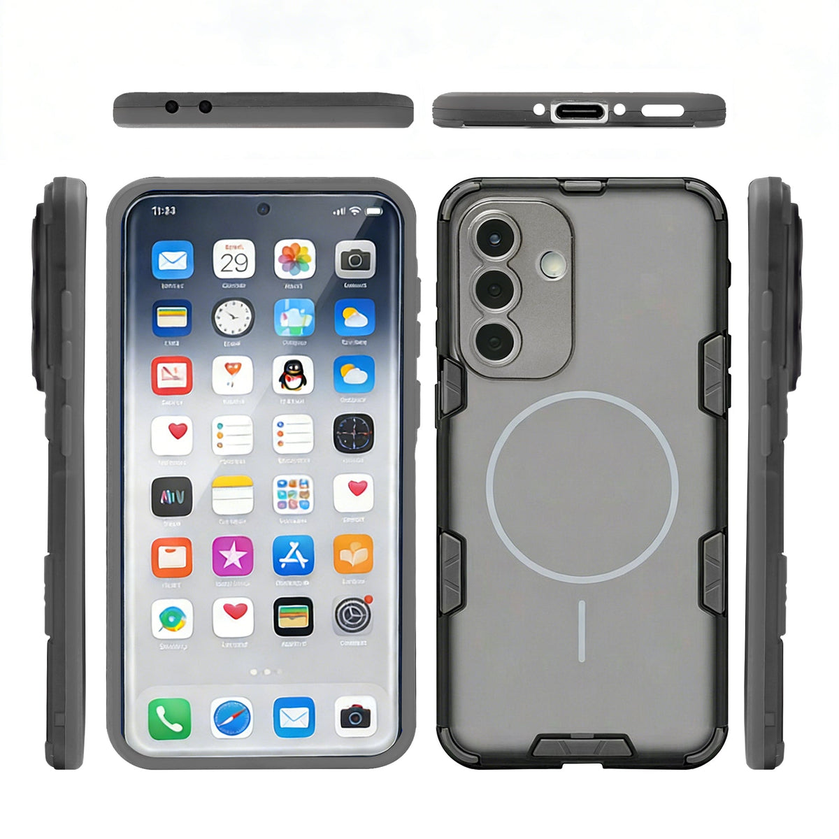 Samsung Galaxy A37 Hoesje - Transparant | Grijs - Frosted Matte Hardcase MagSafe Back Cover