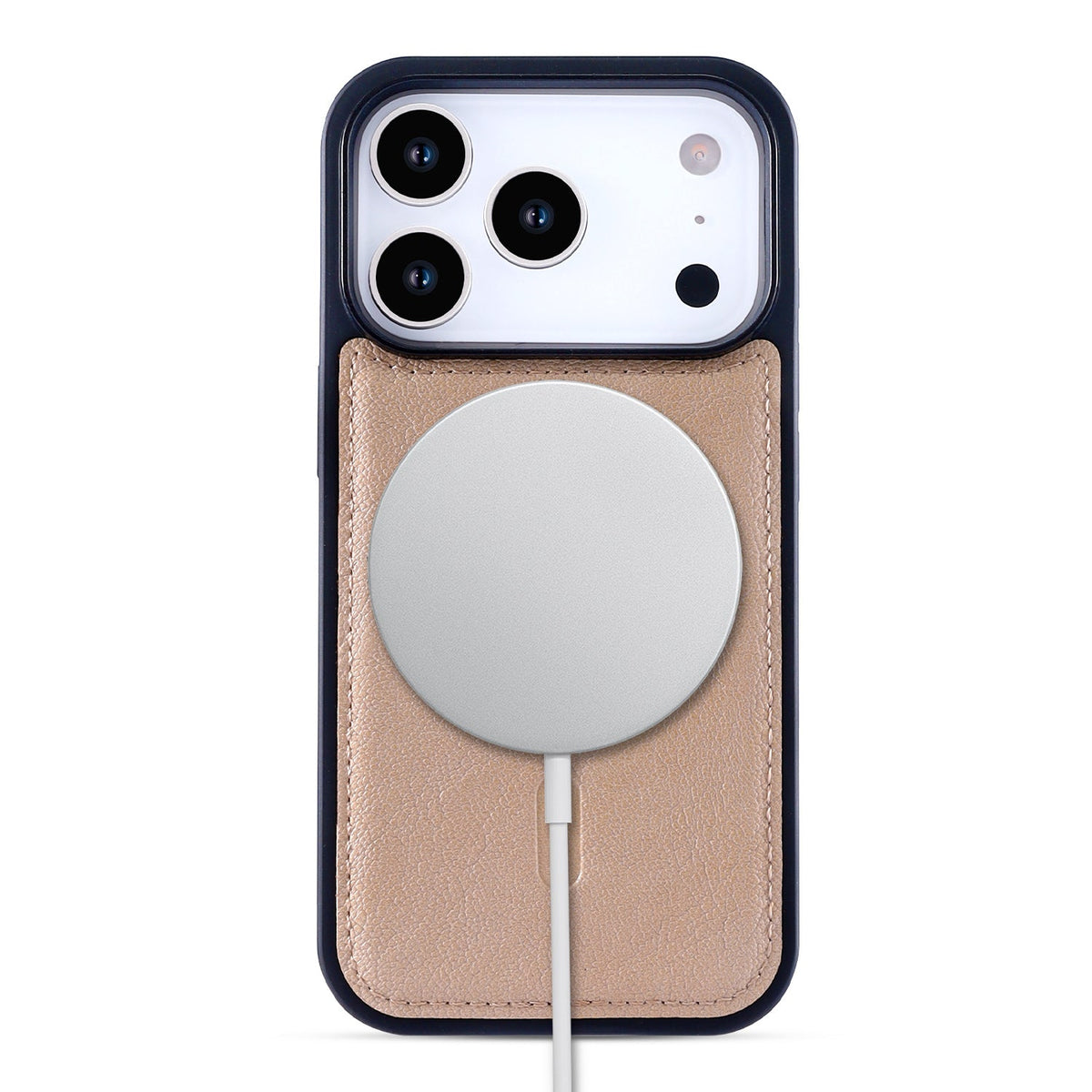 Apple iPhone 18 Pro Case - Soft Beige - 2-in-1 Leather-Look MagSafe Wallet Case