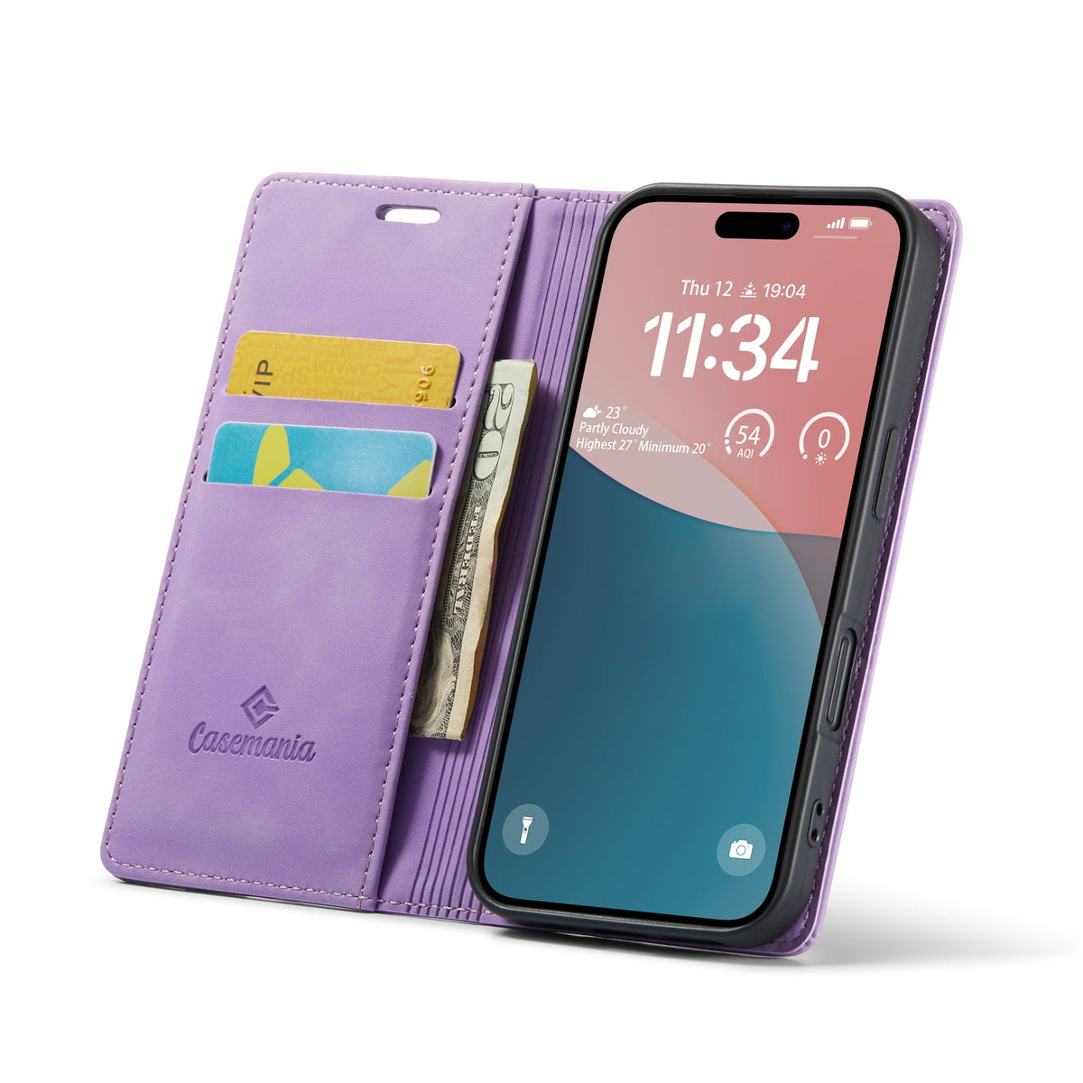 Apple iPhone 16 Plus Hülle - Bright Lila - Schlanke Klapphülle mit Kartenfach