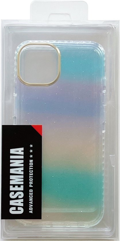 Apple iPhone 13 Hoesje - Blauw - Glitter Back Cover