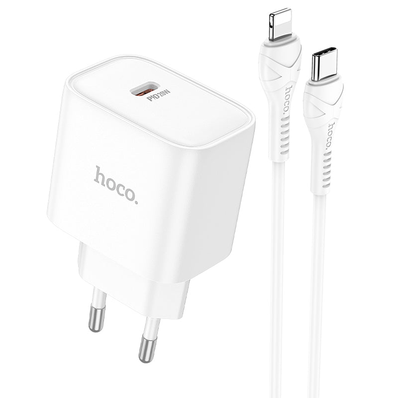 Chargeur rapide Hoco DC83 20W USB-C avec câble Lightning 1 m - Blanc