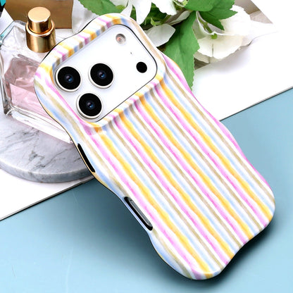 Apple iPhone 17 Pro Case - Rainbow - Wave Edge Back Cover