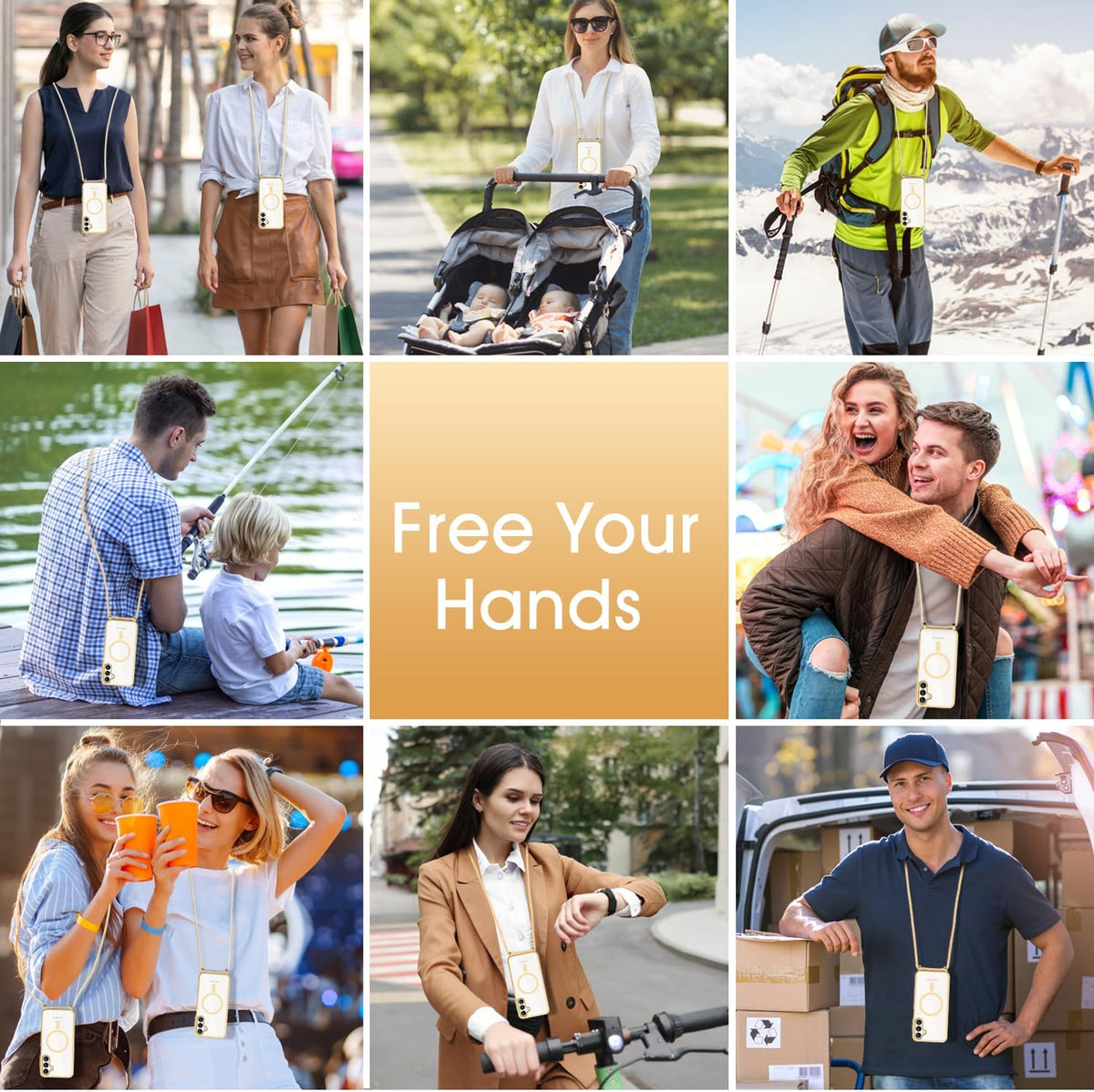 Coque Samsung Galaxy S26 Plus - Or - Étui arrière en silicone MagSafe avec cordon de téléphone