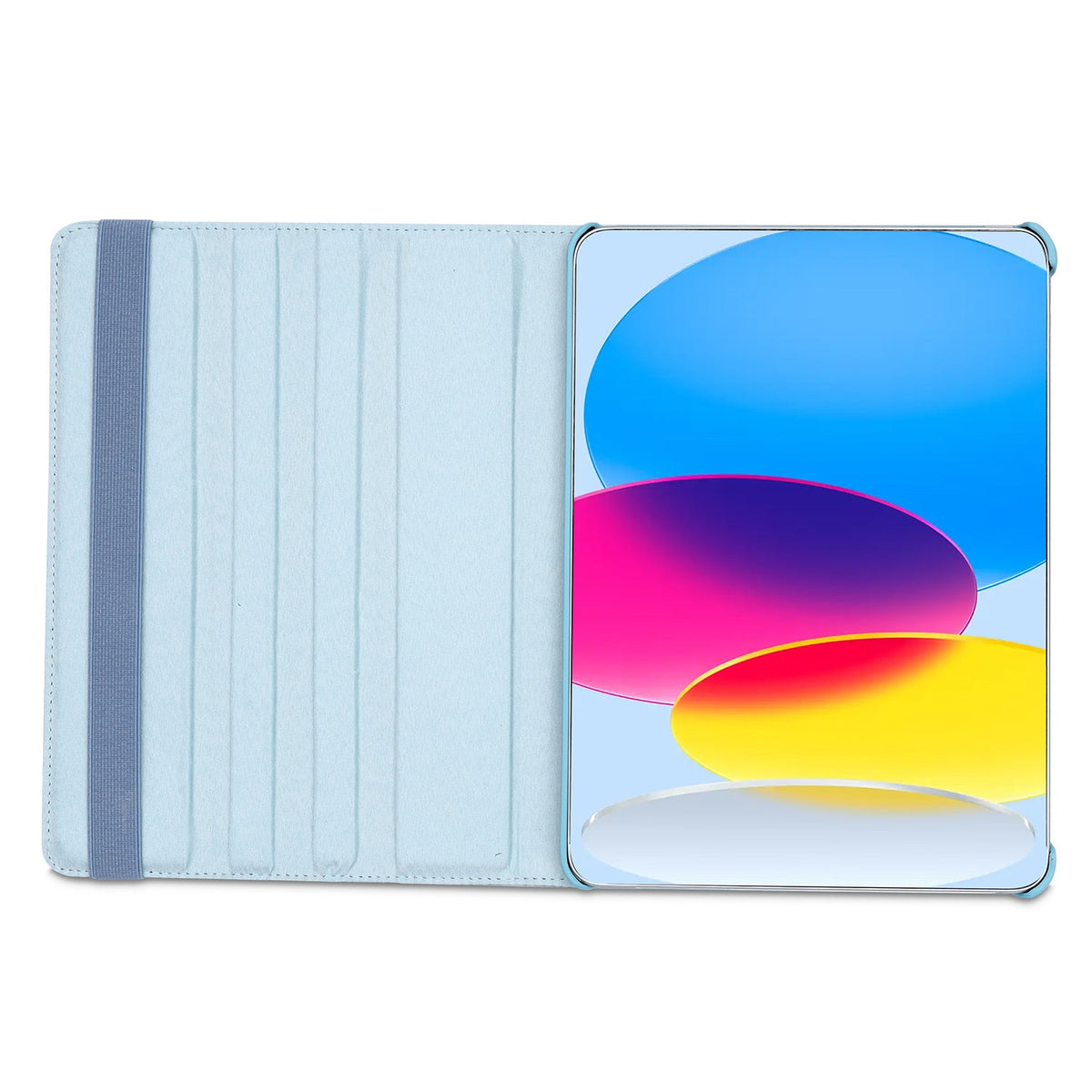 iPad A16 Tablet Case - Aqua Blue - Rotating Folio Case