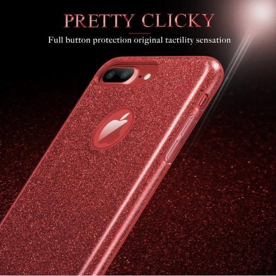 Apple iPhone 7 Plus Hoesje - Rood - Glitter Back Cover