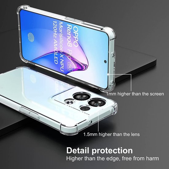 Oppo Reno 8 Pro Hoesje - Transparant - Anti-Shock Back Cover