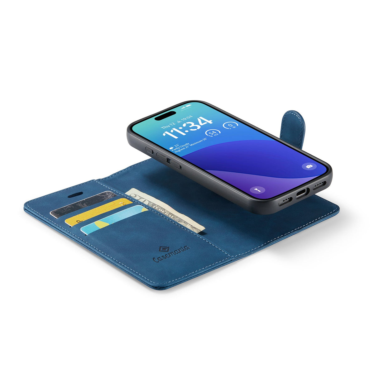 Apple iPhone 16 Pro Hoesje - Navy Blue - 2 in 1 Bookcase