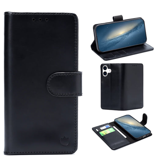Apple iPhone 17 Case - Charcoal Gray - Genuine Leather Wallet Case