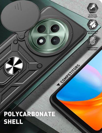 Oppo Reno 12 F Hoesje - Zwart - Armor Kickstand en Camera Bescherming Back Cover