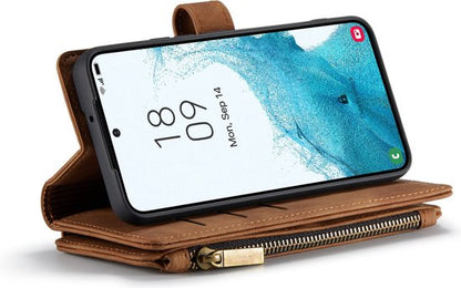 Samsung Galaxy S23 Plus Hoesje - Sienna Brown - Luxe Bookcase met Rits