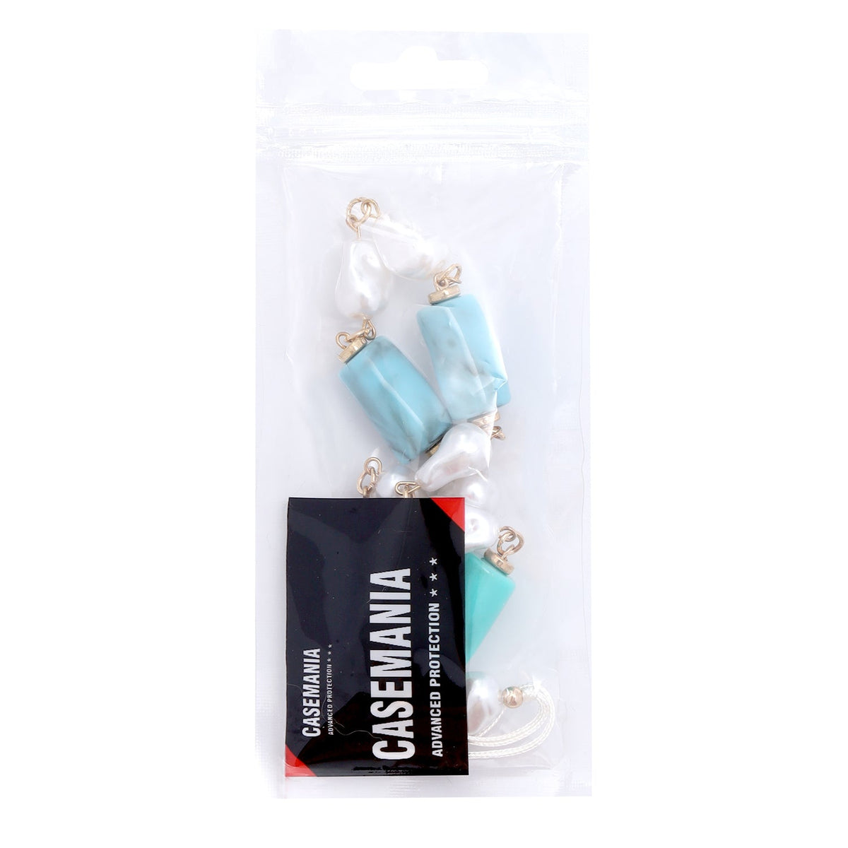 Casemania Universele Telefoonketting - Pastel Kleuren - Wristlet Charm Strap - Acryl Polsband met Parels en Marmer Kralen - Stevige Mobiele Armband