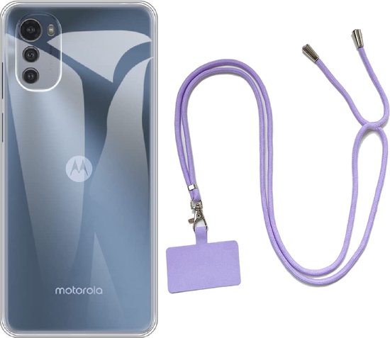 Motorola Moto E32 Hülle - Lila - Silikon Back Cover mit Handykette