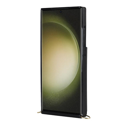 Samsung Galaxy S24 Ultra Hoesje - Zwart - Luxe Back Cover met Telefoonkoord en Rits