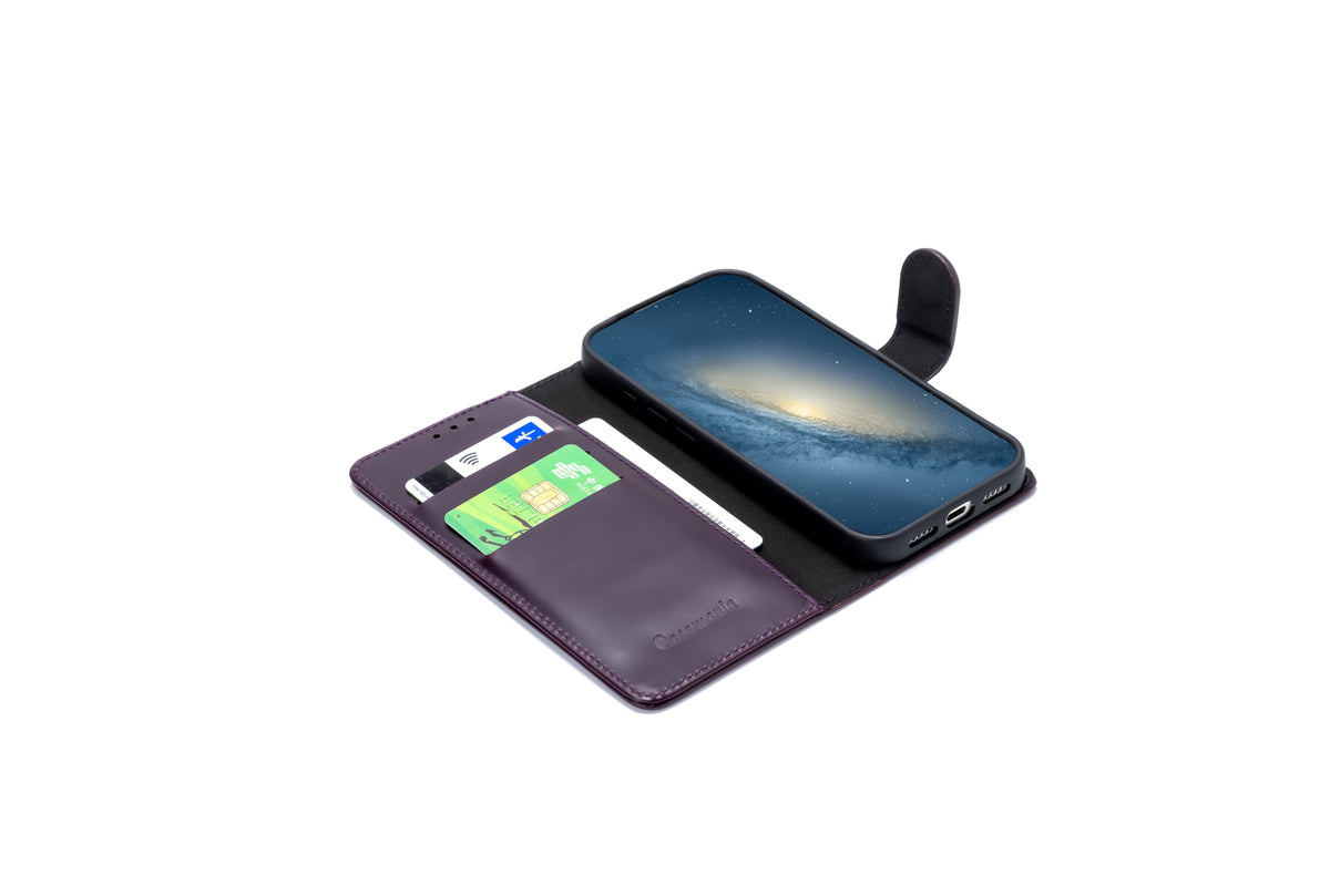 Apple iPhone 18 Pro Hoesje - Dark Purple - Echt Leren Bookcase
