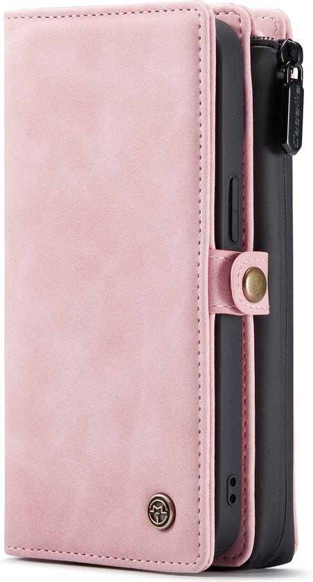 Apple iPhone 13 Mini Hoesje - Pale Pink - Luxe 2 in 1 Bookcase met 10 Kaart Vakken en Polskoord