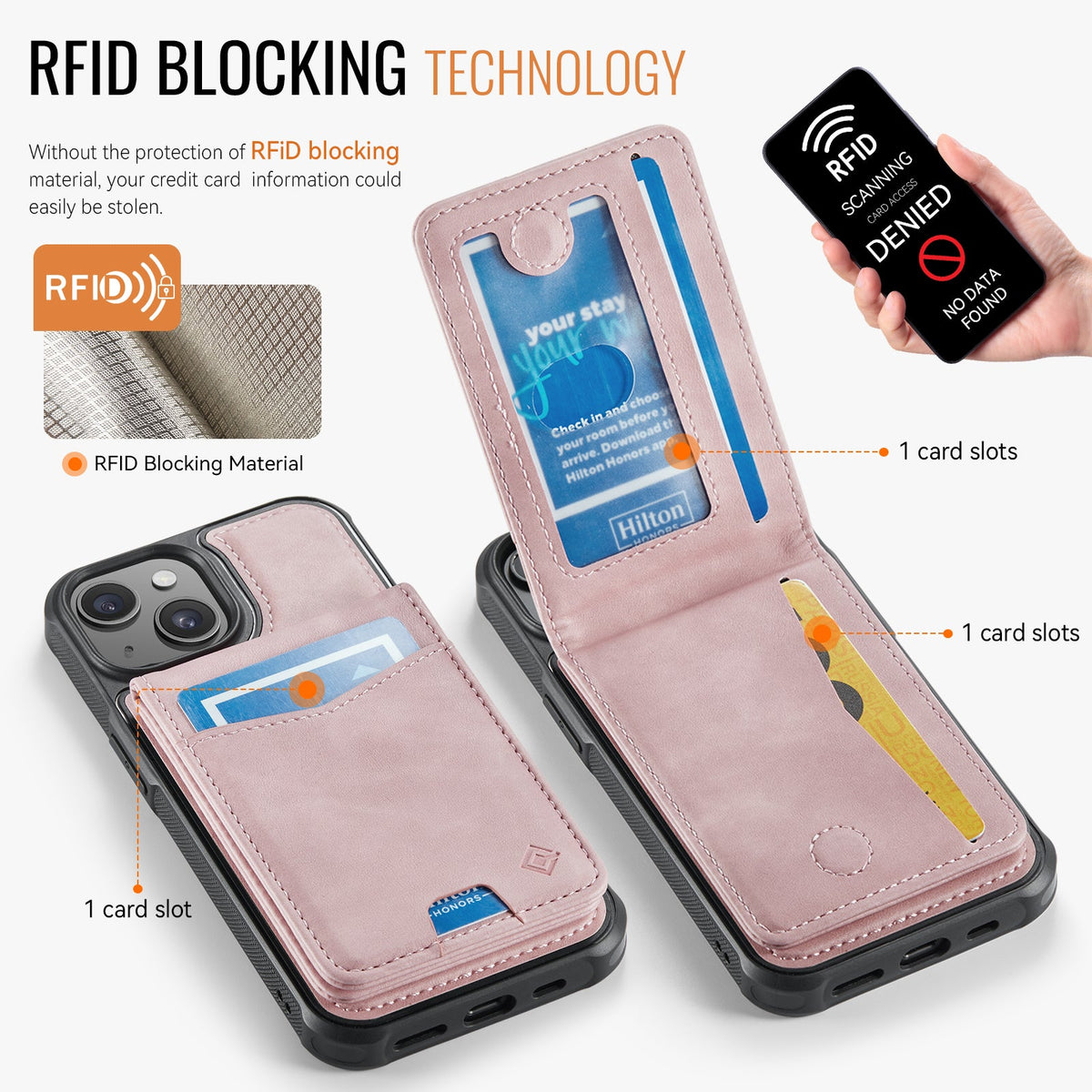 Apple iPhone 13 Case - Pale Pink - MagSafe Back Cover with Card Holder