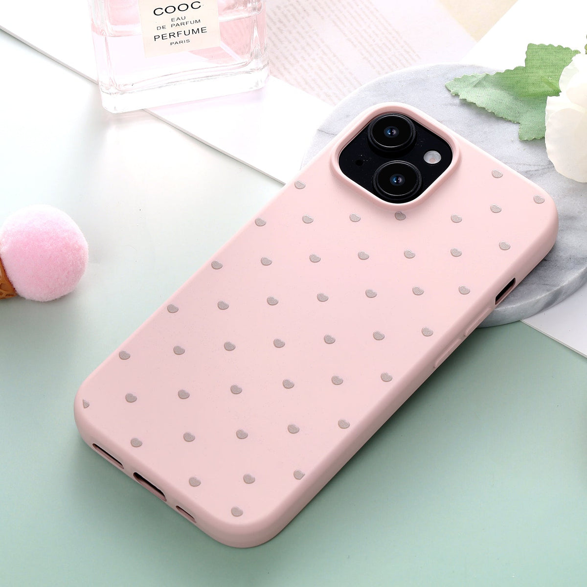 iPhone 12 Hoesje - Roze - Hartjes Back Cover