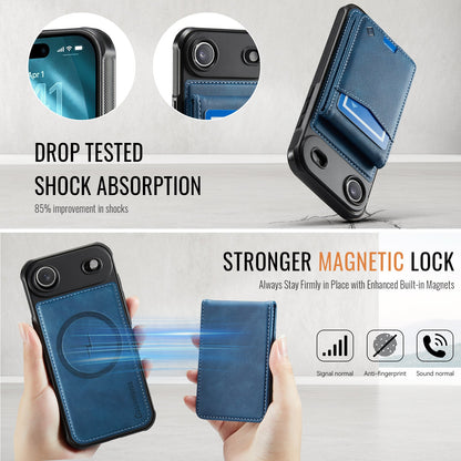Apple iPhone Air Hoesje - Navy Blue - MagSafe Back Cover met Pasjeshouder