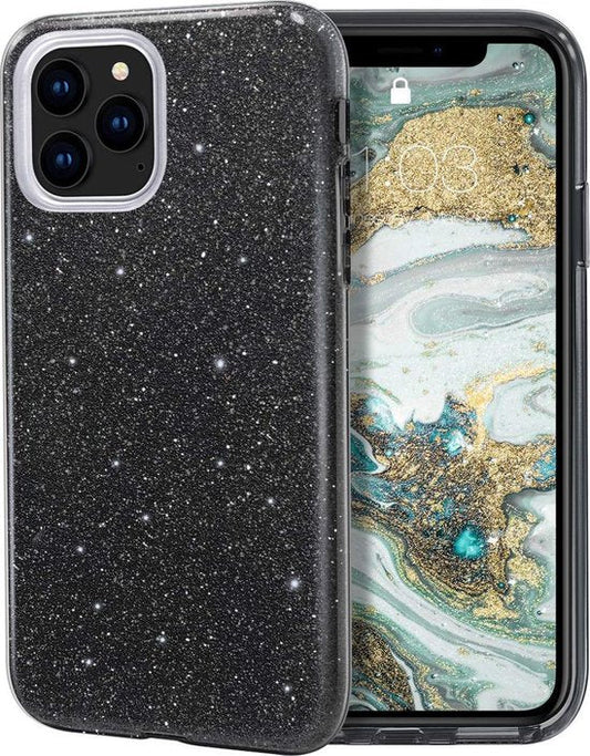 Apple iPhone 12 Pro Max Hülle - Schwarz - Glitzer-Backcover