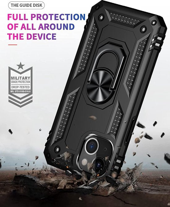Apple iPhone 13 Mini Hoesje - Zwart - Armor Kickstand Back Cover