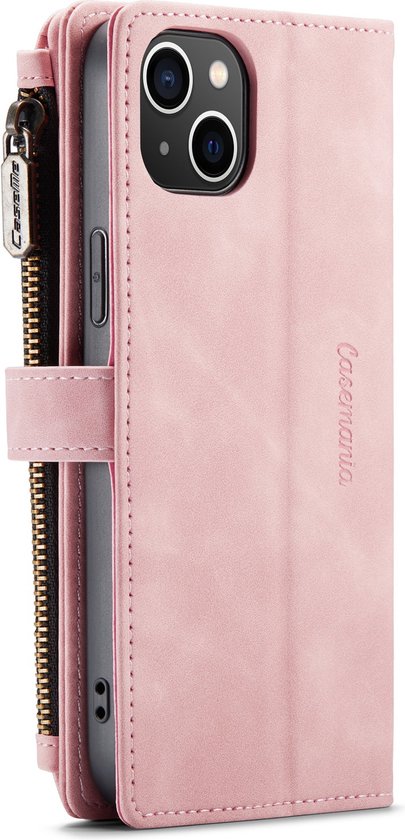 iPhone 14 Hoesje - Pale Pink - Luxe Bookcase met Rits