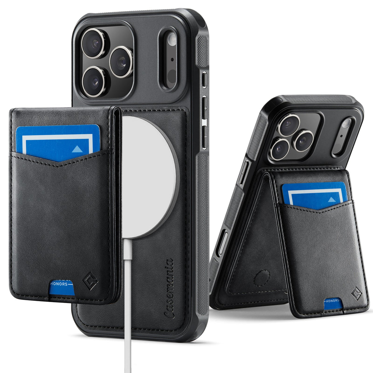 Apple iPhone 18 Pro Max Hoesje - Charcoal Gray - Luxe Kunstleren MagSafe Back Cover met Pasjeshouder