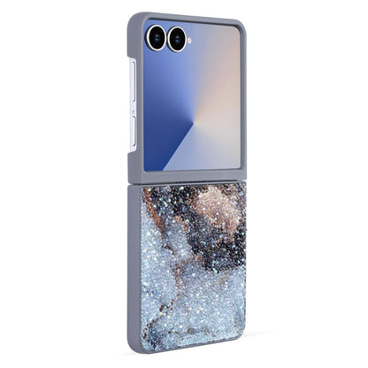 Samsung Galaxy Z Flip 7 Hülle - Grau - Diamant-Marmor-Glitzer-Backcover