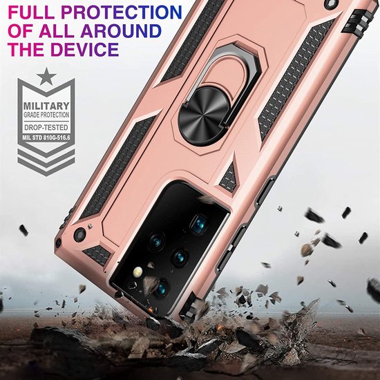 Samsung Galaxy S21 Ultra Hoesje - Roségoud - Armor Kickstand Back Cover