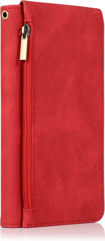 Oppo A96 Hoesje - Rood - Extra Stevige Luxe Bookcase met Rits en Vakken