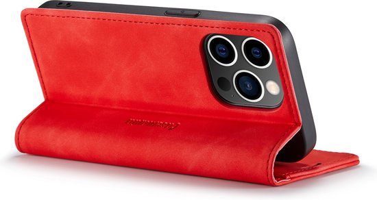 Apple iPhone 14 Pro Hoesje - Crimson Red - Dunne Bookcase