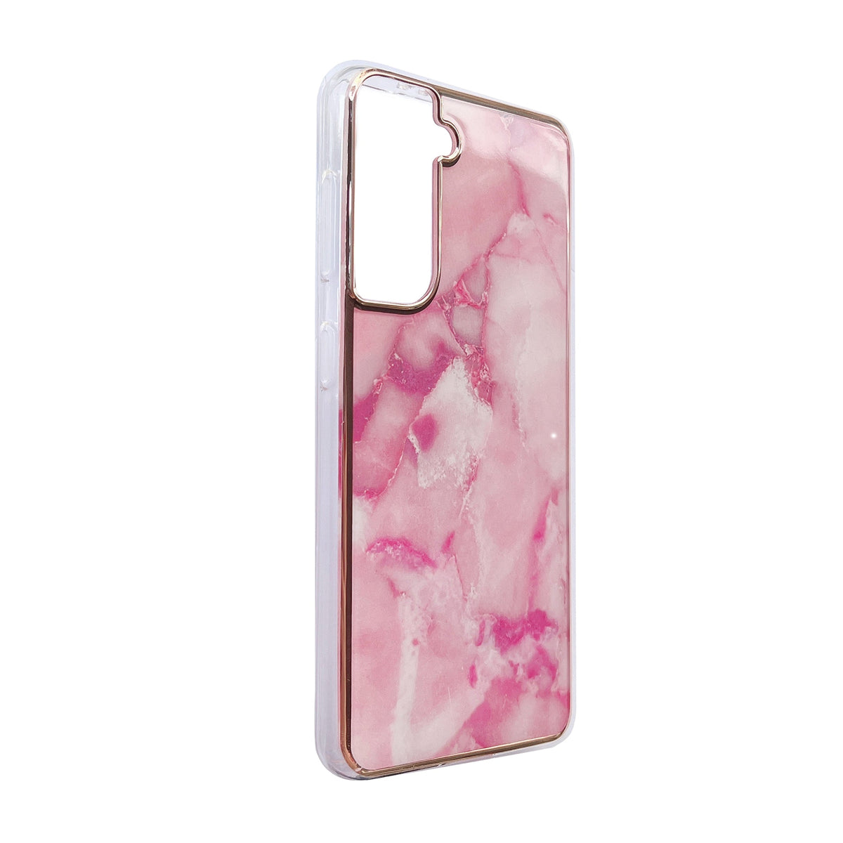 Samsung Galaxy S24 Hoesje - Roze - Siliconen Marmer Back Cover