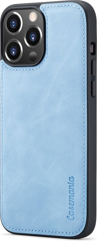 Apple iPhone 13 Pro Hoesje - Sky Blue - Luxe 2 in 1 Bookcase met 10 Kaart Vakken en Polskoord